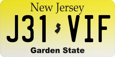 NJ license plate J31VIF