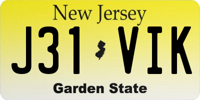 NJ license plate J31VIK