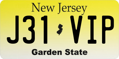 NJ license plate J31VIP