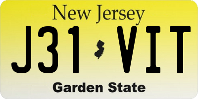 NJ license plate J31VIT