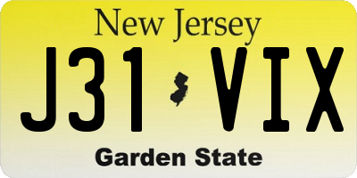 NJ license plate J31VIX