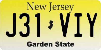 NJ license plate J31VIY