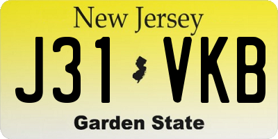 NJ license plate J31VKB