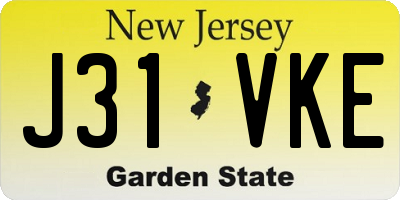 NJ license plate J31VKE