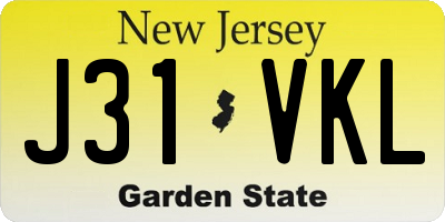 NJ license plate J31VKL