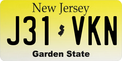 NJ license plate J31VKN
