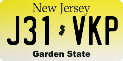 NJ license plate J31VKP