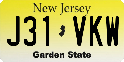 NJ license plate J31VKW