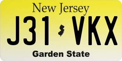 NJ license plate J31VKX