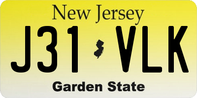 NJ license plate J31VLK