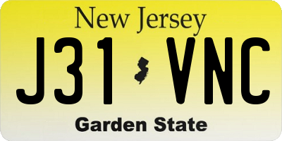 NJ license plate J31VNC