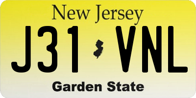 NJ license plate J31VNL