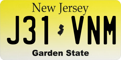 NJ license plate J31VNM