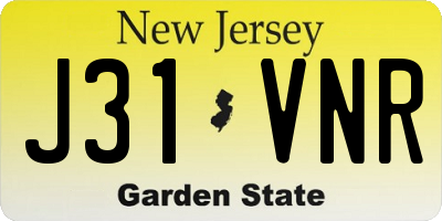 NJ license plate J31VNR