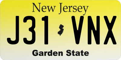 NJ license plate J31VNX