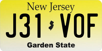 NJ license plate J31VOF