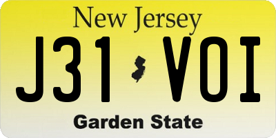 NJ license plate J31VOI