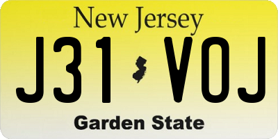 NJ license plate J31VOJ
