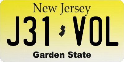 NJ license plate J31VOL