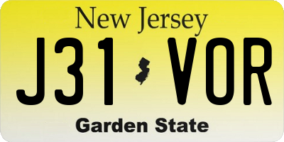 NJ license plate J31VOR