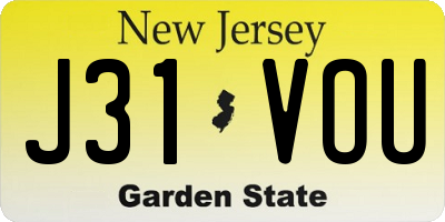 NJ license plate J31VOU