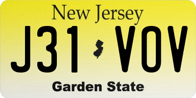 NJ license plate J31VOV