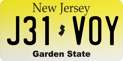 NJ license plate J31VOY