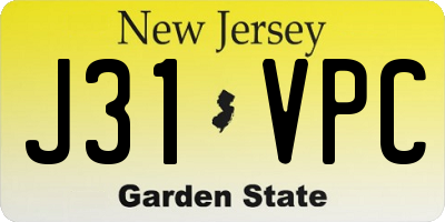 NJ license plate J31VPC