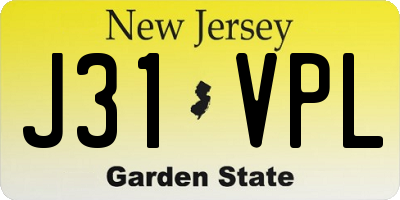 NJ license plate J31VPL