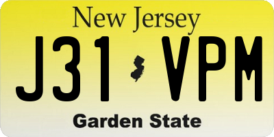 NJ license plate J31VPM