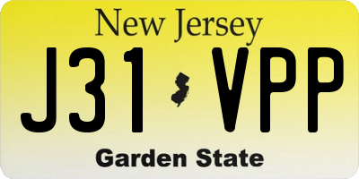 NJ license plate J31VPP