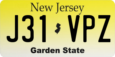 NJ license plate J31VPZ