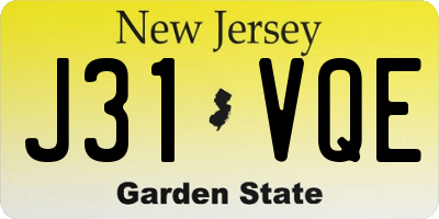 NJ license plate J31VQE