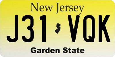 NJ license plate J31VQK