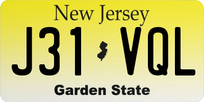 NJ license plate J31VQL