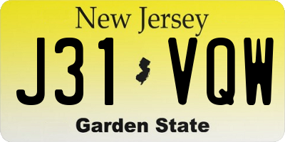 NJ license plate J31VQW