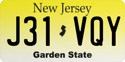NJ license plate J31VQY