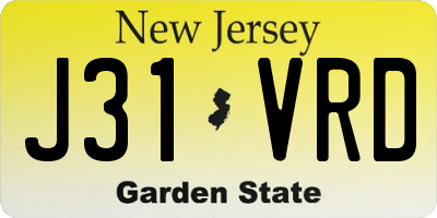 NJ license plate J31VRD