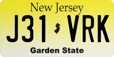 NJ license plate J31VRK