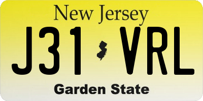NJ license plate J31VRL