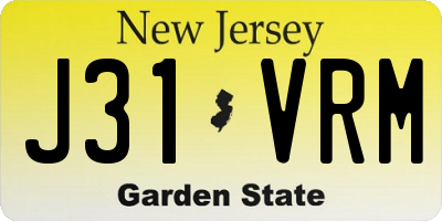 NJ license plate J31VRM