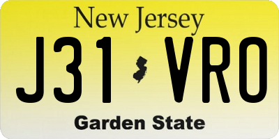 NJ license plate J31VRO