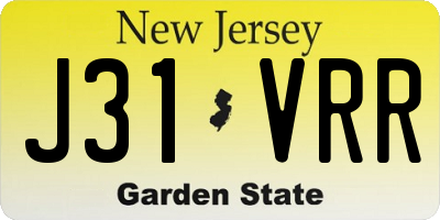 NJ license plate J31VRR