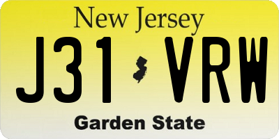 NJ license plate J31VRW