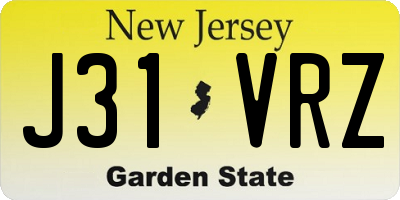 NJ license plate J31VRZ