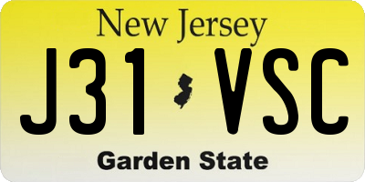 NJ license plate J31VSC
