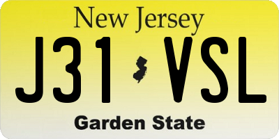 NJ license plate J31VSL