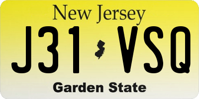 NJ license plate J31VSQ