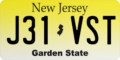NJ license plate J31VST