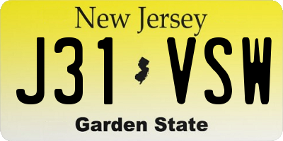 NJ license plate J31VSW